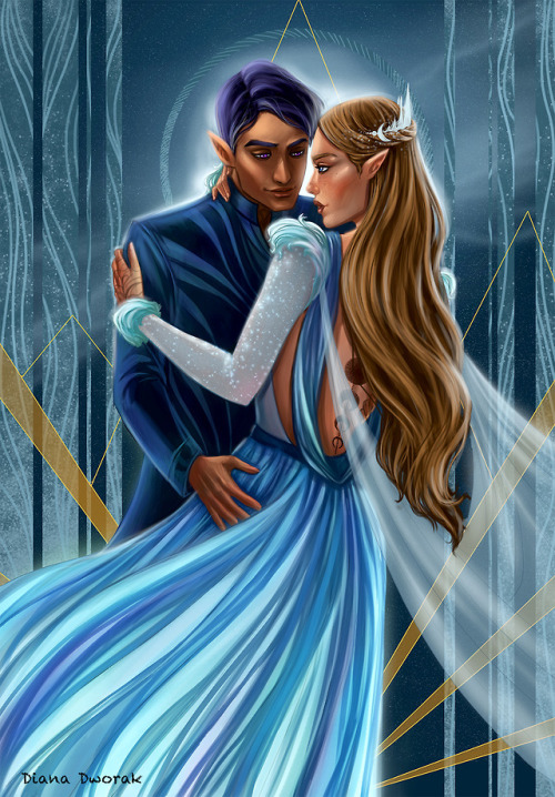 Feyre and Rhys Starlight painting I did a few months ago!Just love them so much! <333