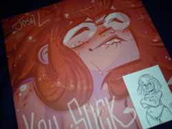 @superhappy‘s You Suck Vol. 1 finally arrived! I helped kickstart this a while back and oh man, I’m glad I did. The print quality of the book is amazing and hot dang, the Emi sketch is super cute! I definitely recommend you check out You Suck if