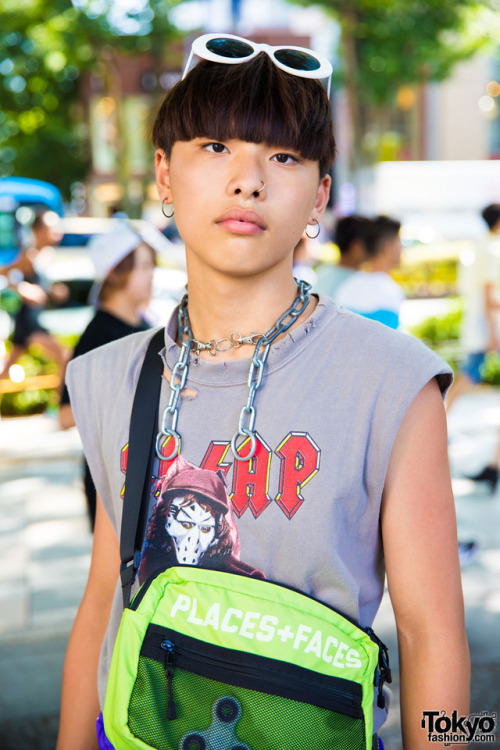 16-year-old Rikiya, 20-year-old Amami, and 16-year-old Argene in Harajuku wearing sporty streetwear 