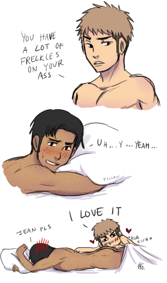 yaoi-dungeons:  lemonmermaid:Jeanmarco Week - Day 1: InsecuritySome pillow talk,