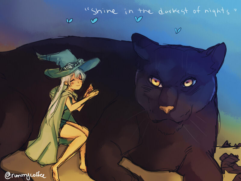 rummycoffee:  Her blue eyes shine in the darkests of nights  Drew this while hearing