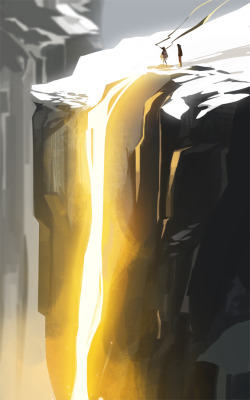 seventypercentethanol:  It just so happens that once a year, the sun aligns to illuminate the cliffside like this, explains the Scientist, it’s an ordinary mountain, really. A singular event is always special, Nameless replies.