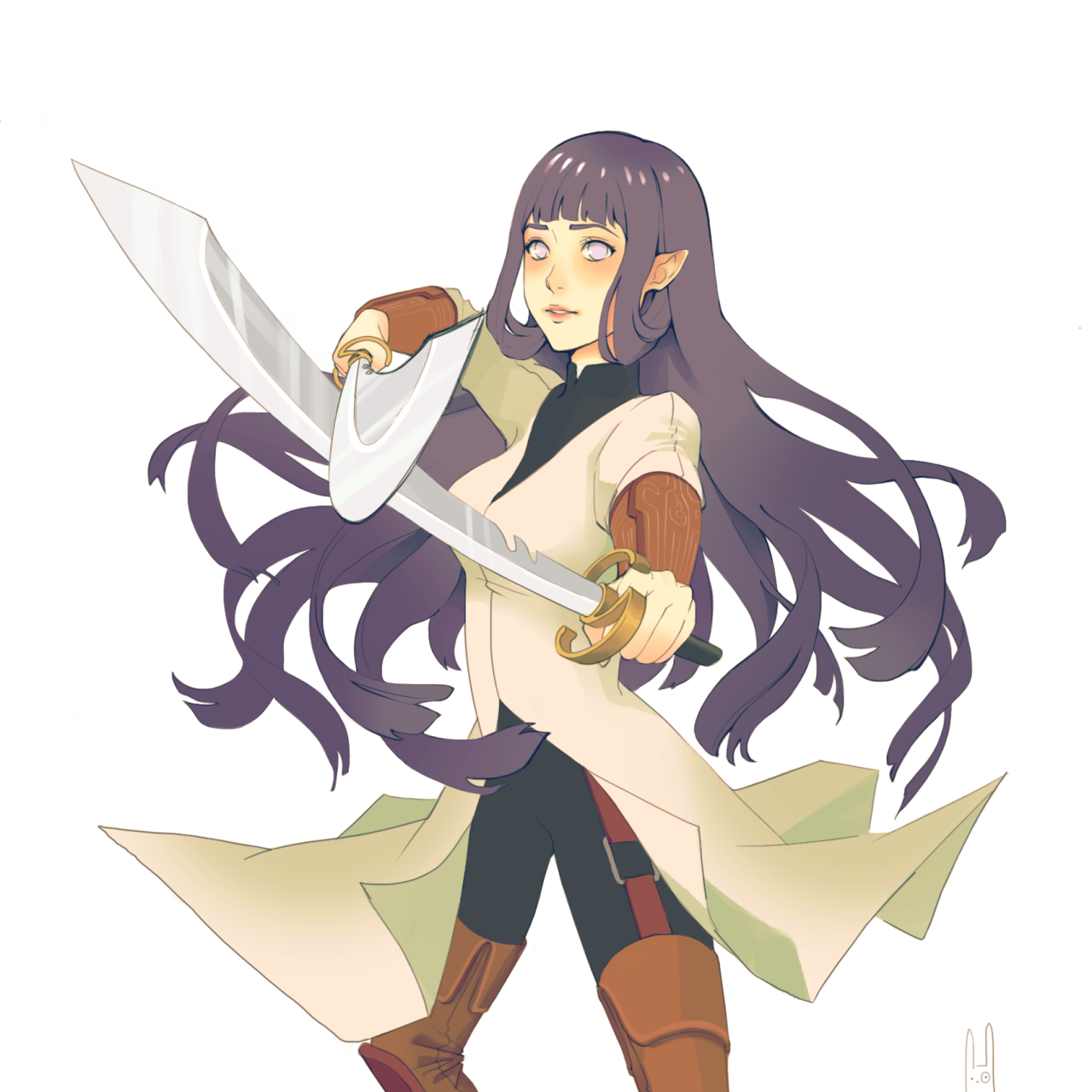 charu-san:  Hinata as an elf.A double-sword wielder to refer to her Twin Lion Fists.So