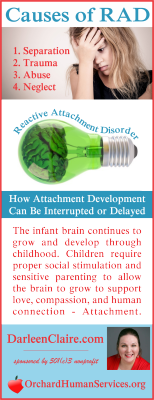 Attachment Development is what allows children to be in relationships with others including parents and siblings. Attachment Disorder, including Reactive Attachment Disorder, is a serious developmental and potentially mental health challenge. RAD Counseli