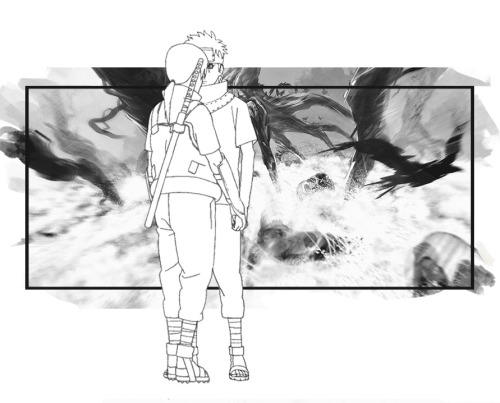 ruslanan:  series “Kizuna”suddenly i wanted to play with Naruto’s concept art_______________all rights belong to Studio Pierrot and Ubisoft Montreal. background   concept art is from the video game NARUTO: Rise of a ninja