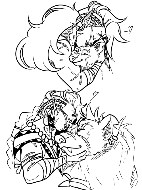 jen-iii:  More Brutaak art dump from my session doodles!Mostly some love for her and Alula, Taak apparently has adopted a small child lol