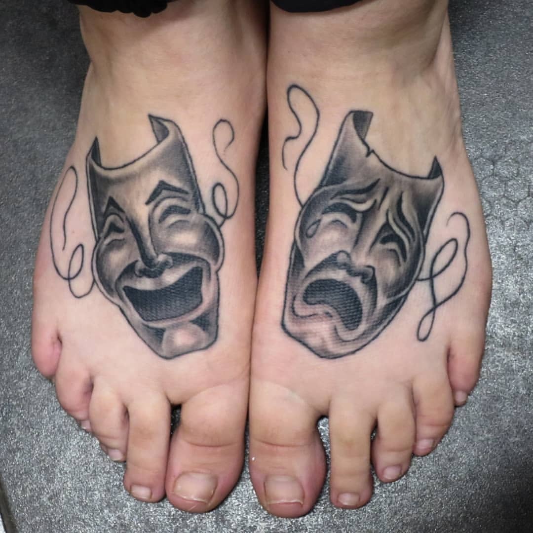 Comedy Tragedy Mask Tattoos  what do they mean Theatre Mask Tattoos  Designs  Symbols  Comedy Tragedy Mask tattoo meanings