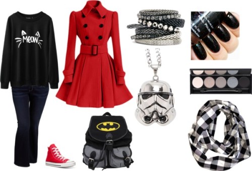 My &ldquo;Aesthetic&rdquo; by taskateeter featuring a nail polishCuff shirt / Long red coat 