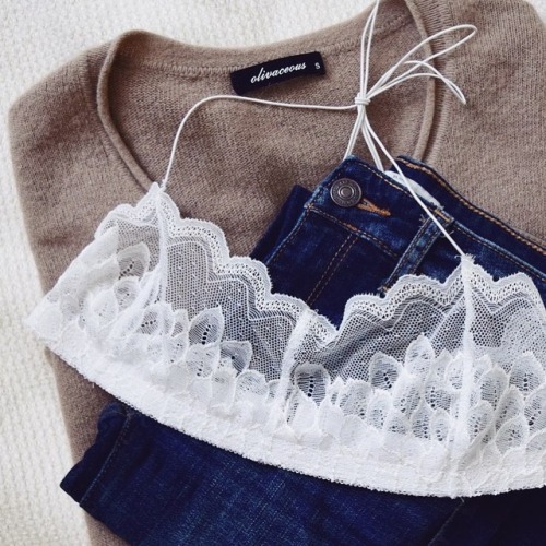 dainty-vixen:Autumn is coming which means it’s almost time for cozy knits &amp; bralettes 