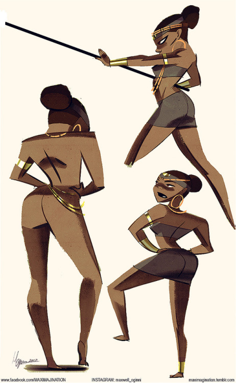 Here’s pose sheet (2 of 2) for this character, Princess Ugonwa. More of my work here.-M-