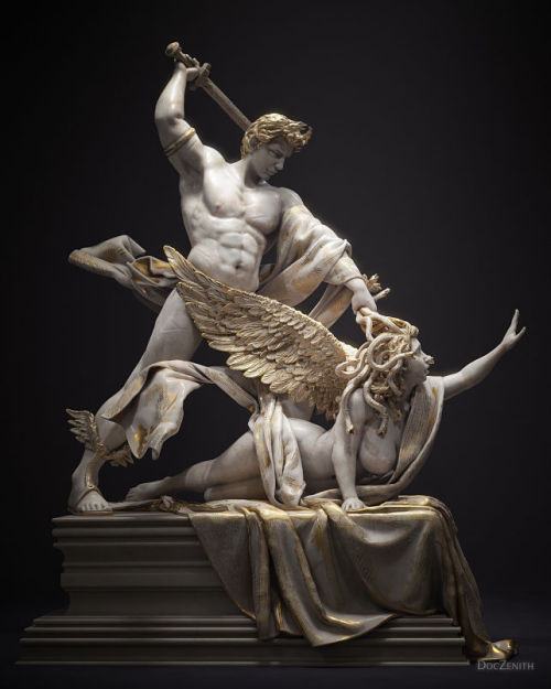 ousia-poetica:Greek gods committed more sins than humans. Medusa and Perseus by Doc