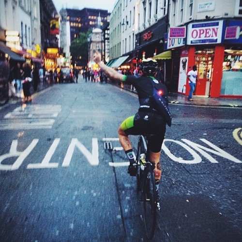 @stanbury_lad entering soho last week. #pride #bikepride #cyclingpride #gingerpride #smallpride #soh