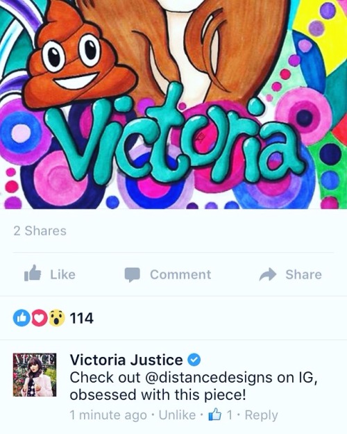 distancedesigns: @victoriajustice posted some of my artwork on her official Facebook page and added 