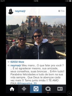 ney-juninho11:  Finally someone wished him a happy birthday! Leave it Ney to be the first! Parabéns Thiago! 🎉😘 beijos