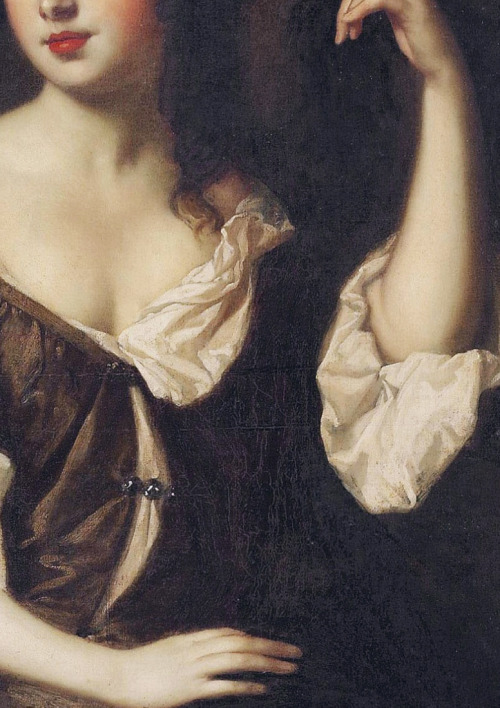 c0ssette:(Detail) Louise de Kérouaille, Duchess of Portsmouth,Studio of Peter Lely,17th century.