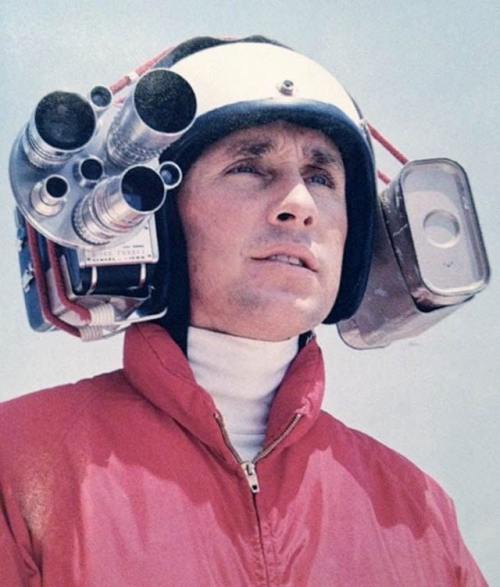 Grandpa’s GoPro - Formula One World Champion Jackie Stewart wearing an early helmet camera to 
