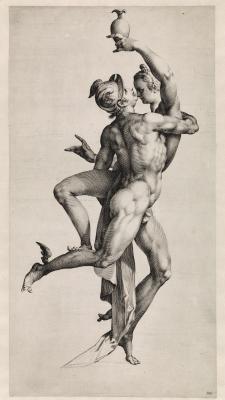 hadrian6:  Mercury and Psyche.  1594-95.Jan Harmensz Muller. Dutch 1571-1628. engraving.http://hadrian6.tumblr.com
