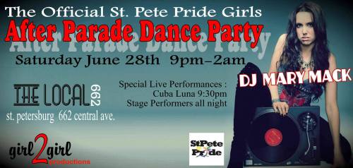 I’m performing at this after party tonight. If you’re in the area stop by after St. Pete Pride. There will be burlesque dancers, a talented DJ and lots of GIRLS who like girls :) I just realized how big this event is and saw how many people