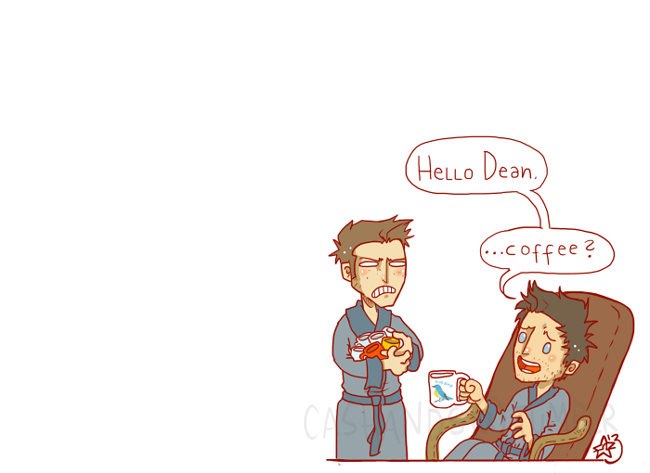 cashands:  Life in the bunker~ …Oh Cas, don’t start on that habbit~ 