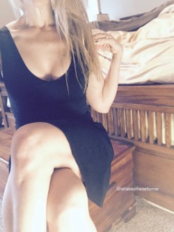 she-takes-these-for-me:  Hey baby think I’ll wear this little black dress tonight to dinner……….What do you think?