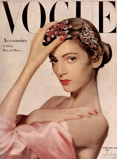 Carmen Dell’Orefice&rsquo;s first Vogue cover, 1948 by Erwin Blumenfeld.