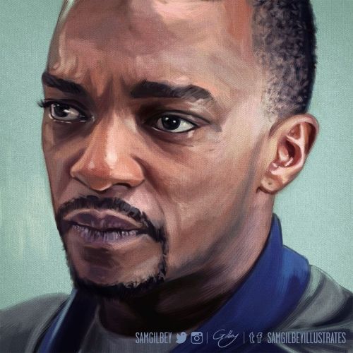 The Falcon. Digital painting study of Anthony Mackie as Sam Wilson. Cannot wait to see how the final