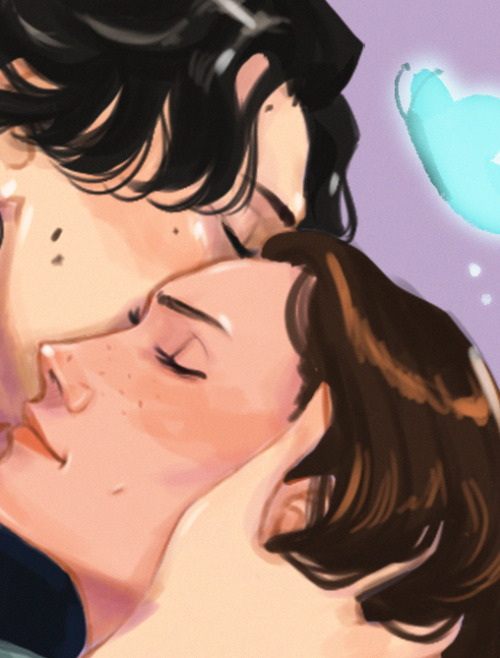 thisisartbylexie:@spookystardustreveries requested Reylo for Kissing Prompts #13: Butterfly kisses a