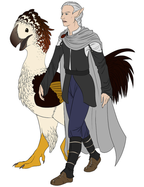 I’m sick so I spent today drawing Thingol with his chocobo pet Gastornis. My Cuivienen-era hea