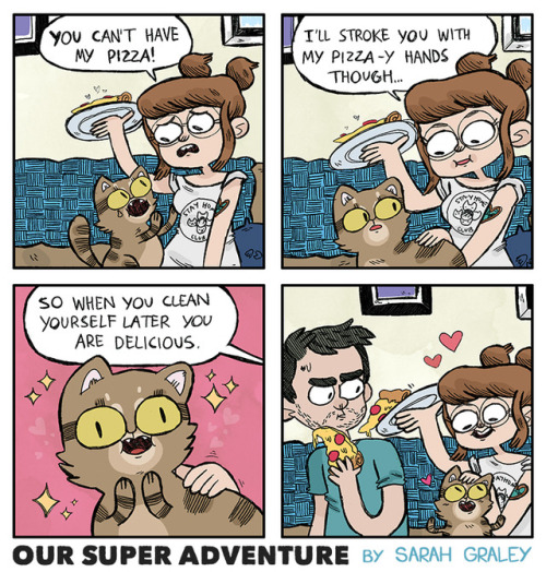 oursuperadventure:No pizza for Pixel! This comic is from my first Our Super Adventure book which is 