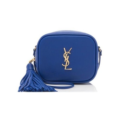 Pre-Owned Saint Laurent Leather Blogger Bag ❤ liked on Polyvore (see more blue leather handbags)