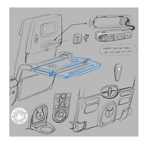 Doodled the design of Korean Air international flight seats. #airplane #koreanair