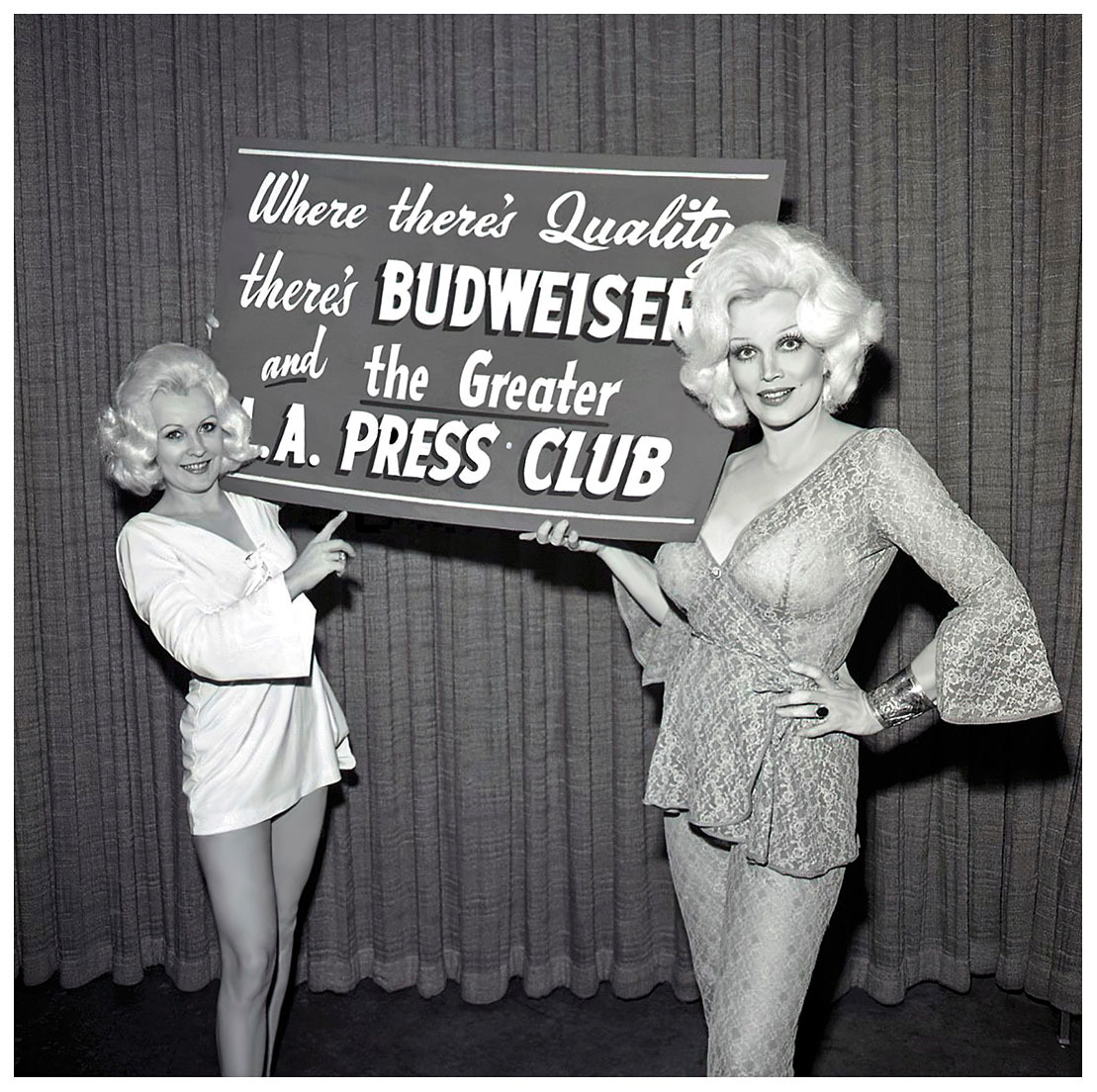 Liz Renay (at Right) and friend pose for photos promoting the L.A. Press Club.. A