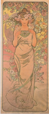 artist-mucha:  The rose, 1898, Alphonse MuchaSize: 43.3x103.5 cmMedium: lithography