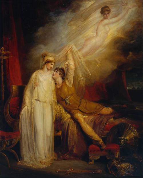 colourthysoul: Richard Westall - The Reconciliation of Helen and Paris after his Defeat by Menelaus