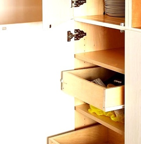 Kitchen - Contemporary KitchenLarge Trendy Galley Kitchen Pantry Photo With Flat-panel Cabinets And White