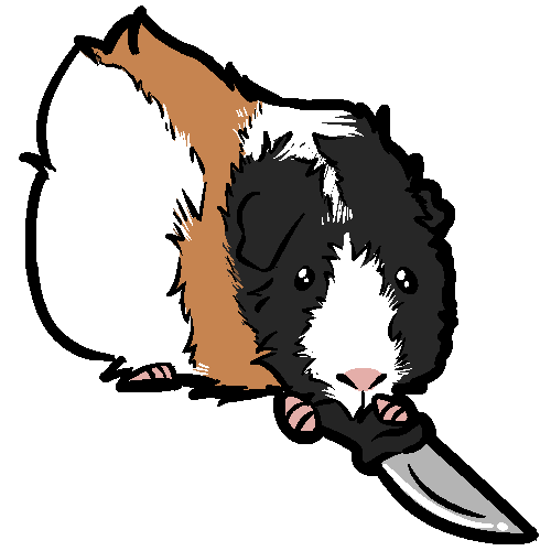 A guinea pig with a knife emoji, that was commissioned. The commissioner based this off their own irl pig whos name is Nova :’) 

Feel free to use in your servers, and if you like what I do, send me a tip? | Or you could join my discord server, to see emojis before the queue. #emoji#custom emoji#discord emoji#emote#cavy#guinea pig
