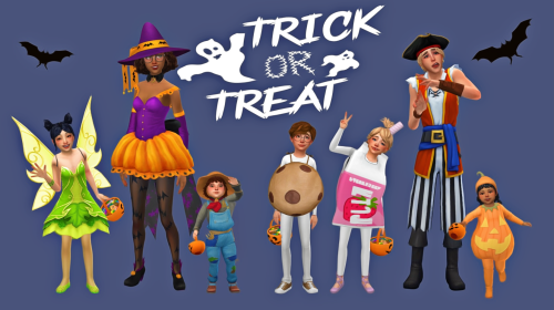 puppycheesecake:▶ SIMSTOBER - Day 31. Trick Or Treat COSTUMES:Witch // Pirate // Fairy // Milk &am