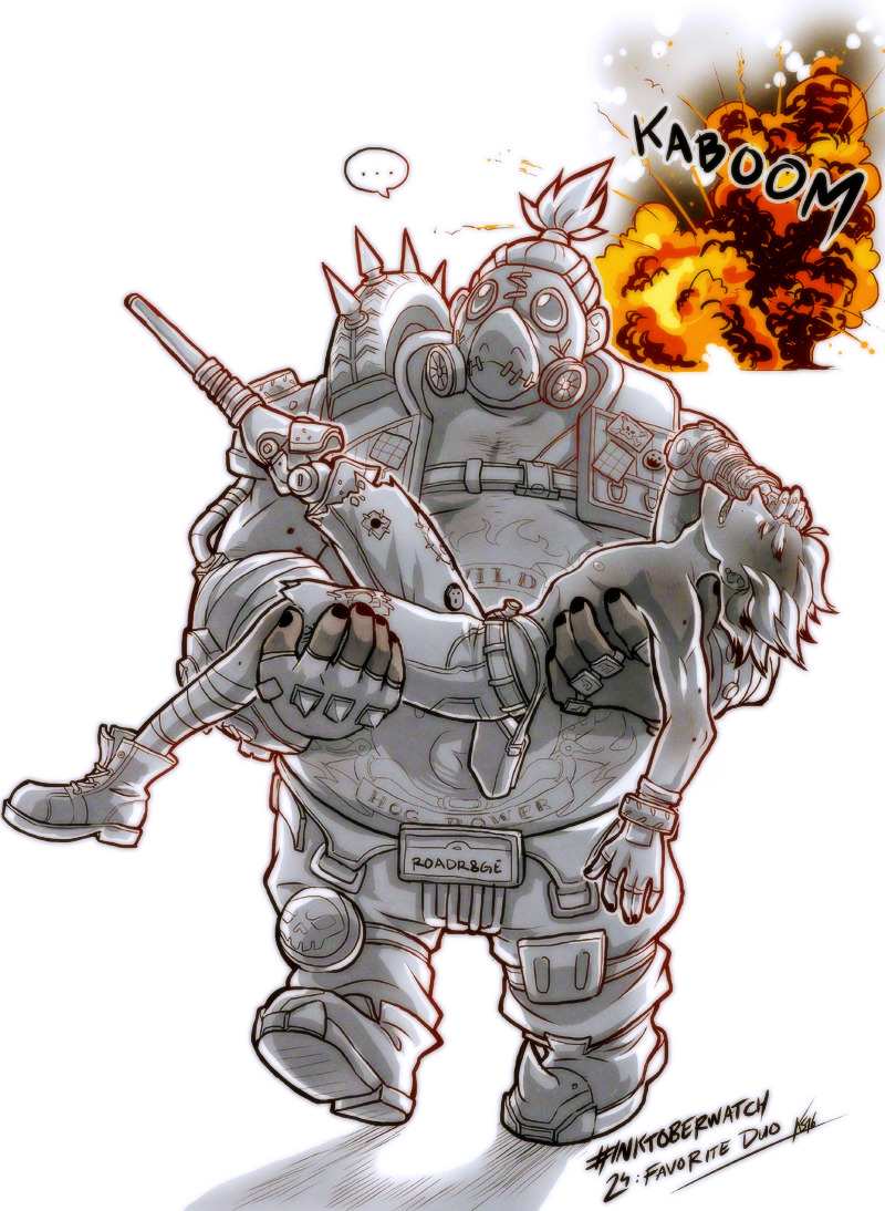 kromitar:  Inktoberwatch day 24, favorite duo (or, Junkrat being a melodramatic little