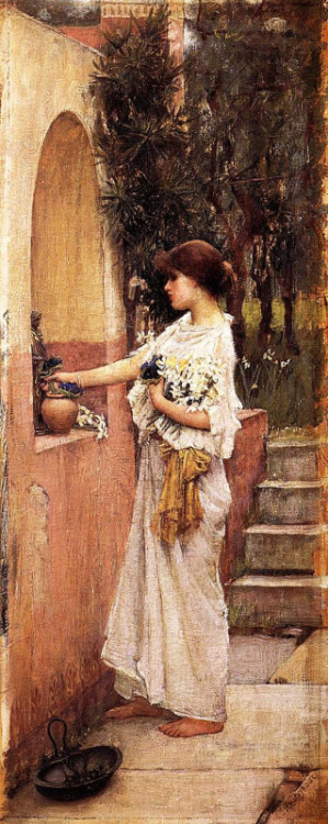 The Shrine (1895), by J.W. WaterhouseWith this painting (top) Waterhouse returned to an old theme, w