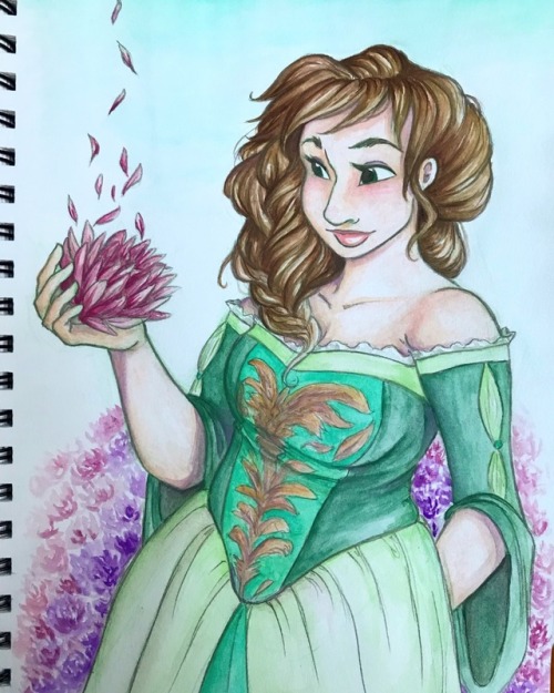 Finished up this girl in watercolors- I went with my friend’s suggestion of using a mint green with 