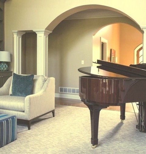 Living Room Music Room In LouisvilleInspiration For A Large Transitional Open Concept Carpeted And Beige