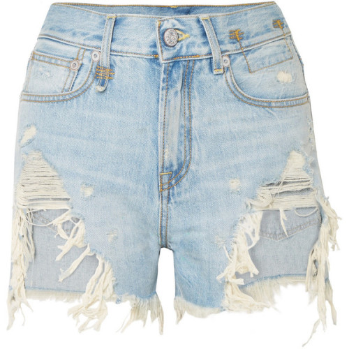 R13 Distressed denim shorts ❤ liked on Polyvore (see more r13 shorts)