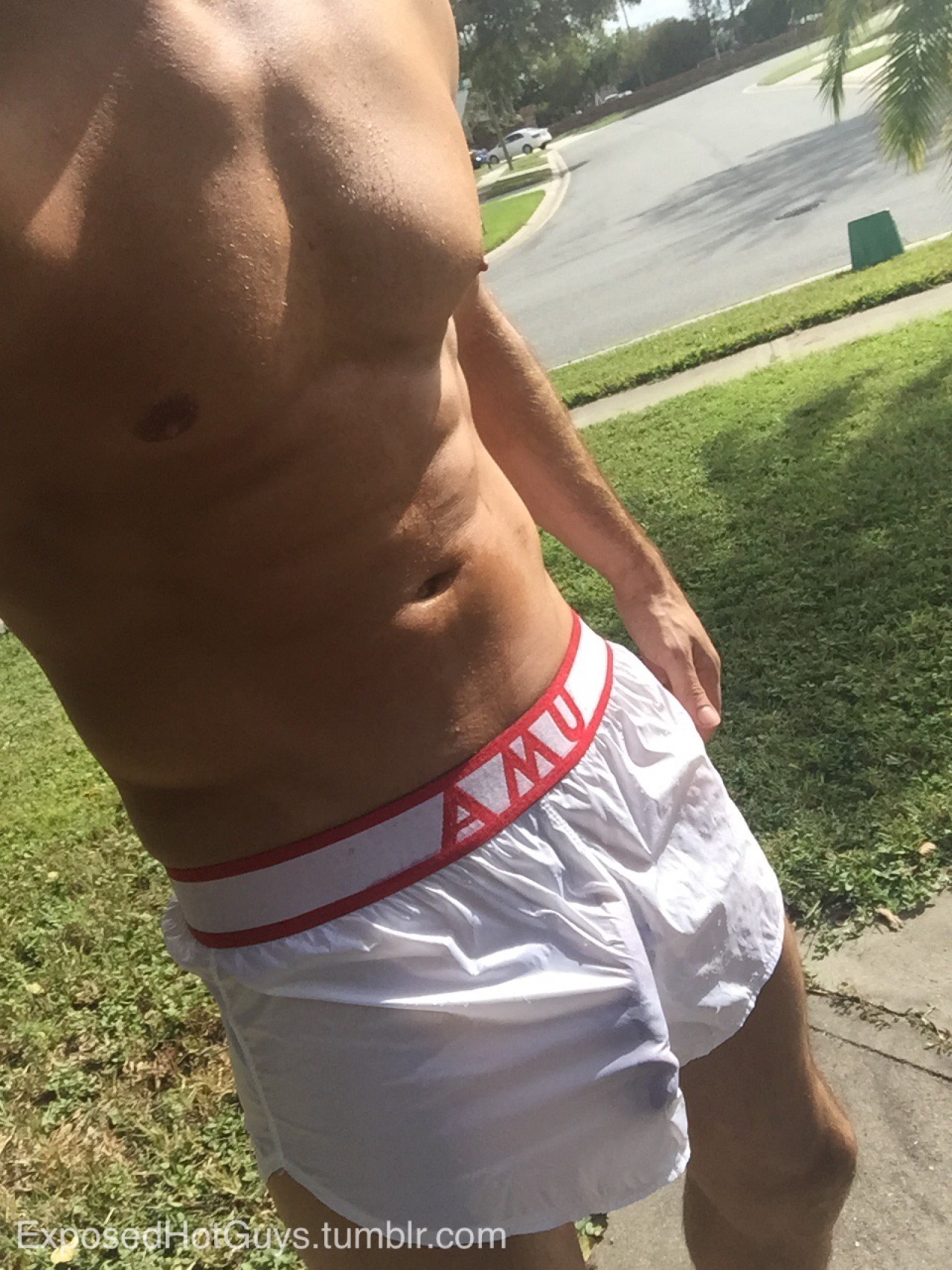 exposedhotguys:  My friends at AlphaMaleUndies.com sent me a pair of their nylon