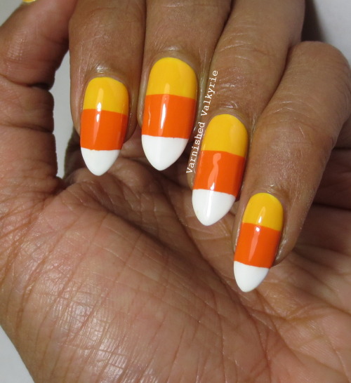 Candy Corn(The most disgusting “candy” known to humanity) Nails. I tried them for the fi