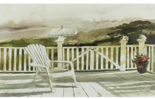 Island  Porch  -  Andrew  Wyeth  1999American 1917-2009Watercolor on paper 13.25&quot; x 22.00&quot;