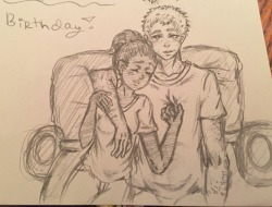 whiteboysdatingblackgirls:  blazinglilies:  Just in case you’re not following my other blog, it’s my love’s birthday soon and since I can’t be there for him, I sketched this on the card I made for him ❤️❤️ His reaction to it was even better😊