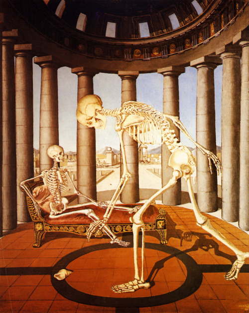 sakrogoat:Paul Delvaux - The Skeleton Has the Shell