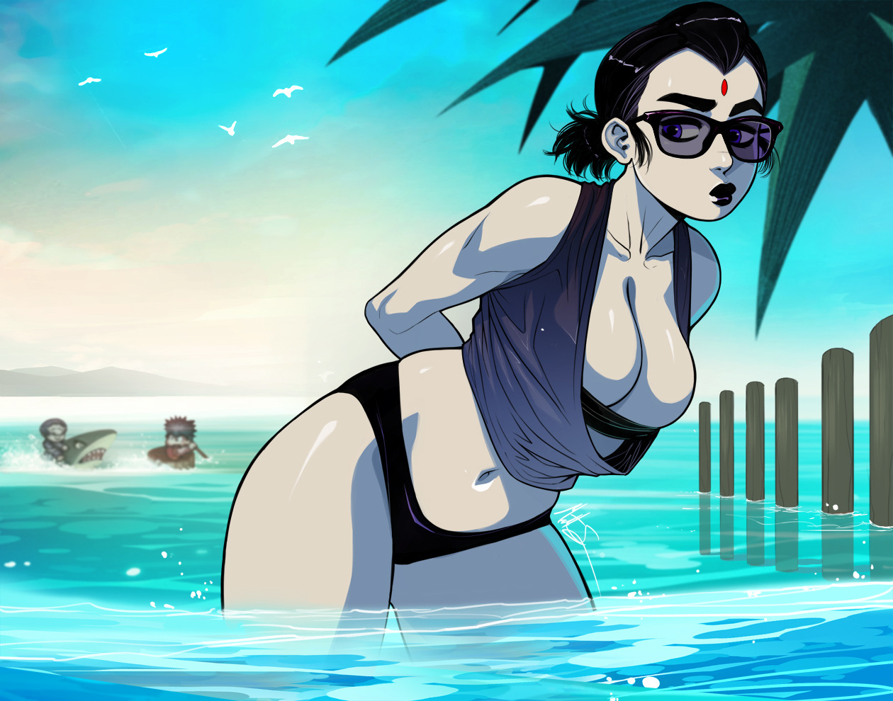triplexmile:Goemon and Ebisumaru keep showing up in my beach pics&hellip;