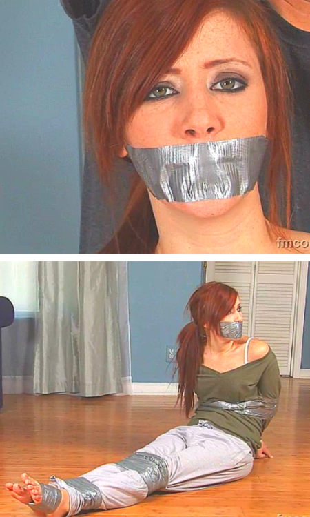 cutegirlsintrouble: Gorgeous redhead tied up and gagged with duct tape. (Elle Alexandria)