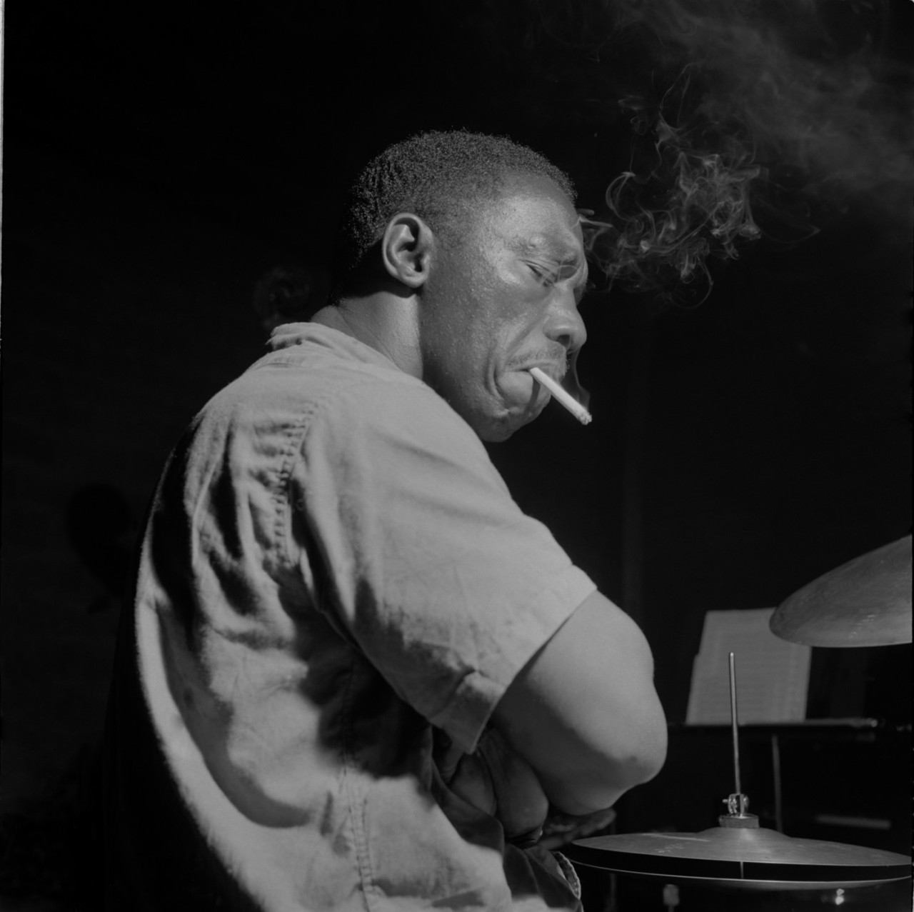 bainer:  Art Blakey during his A Night In Tunisia session, August 7 1960 (photo by